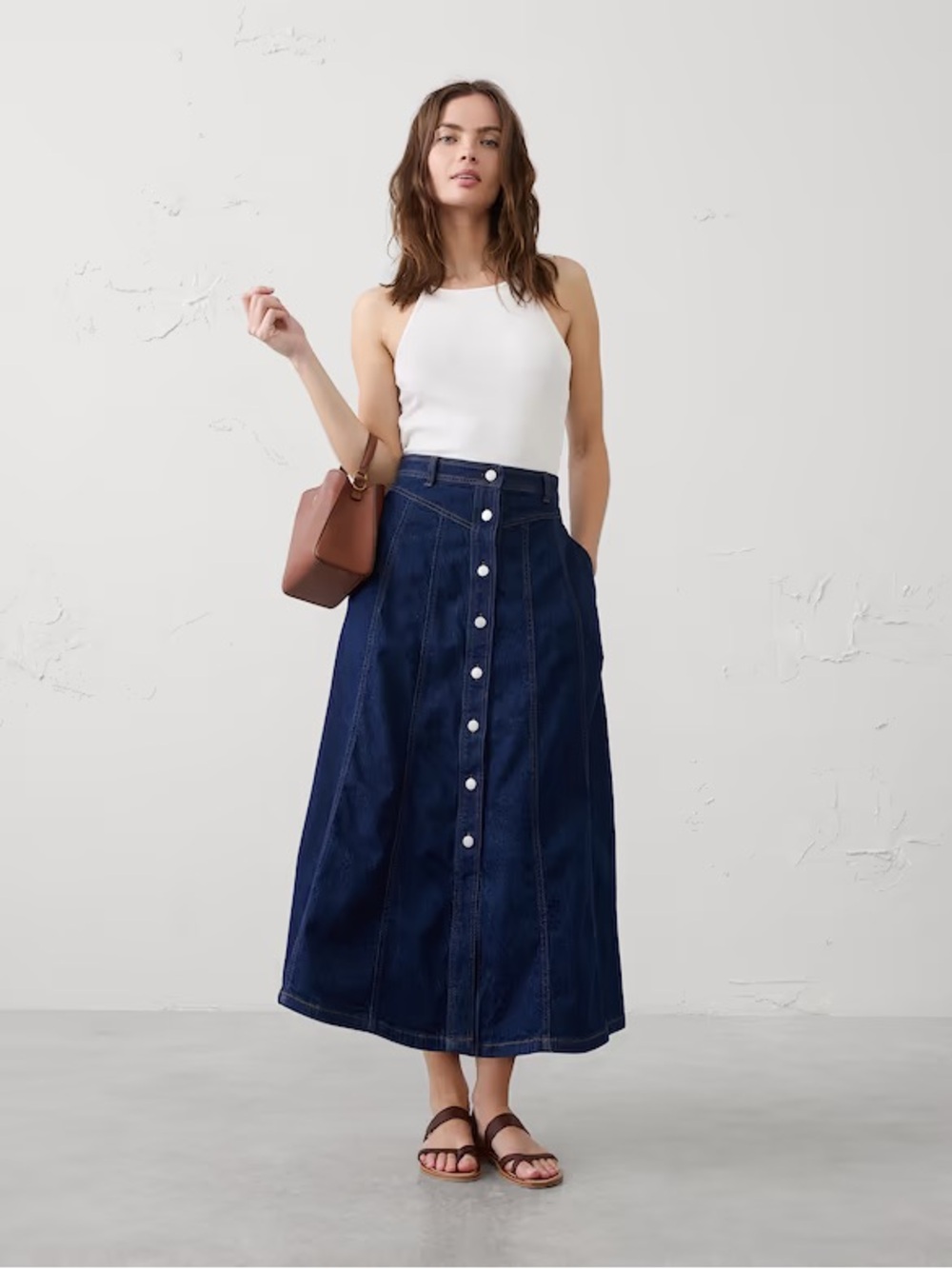 Banana Republic Denim Seamed Mini Skirt Dark Wash Preppy Fall Western Rodeo Chic